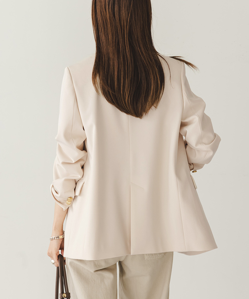 Noble（ノーブル）の「《追加・新色・セットアップ対応》フローツイルピークドラペルジャケット（テーラードジャケット・レディース・チョコ/ベージュ・40/38/36/34）」の12枚目の写真