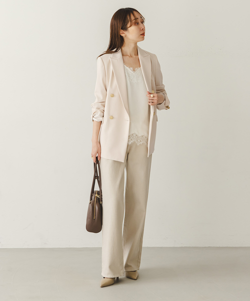 Noble（ノーブル）の「《追加・新色・セットアップ対応》フローツイルピークドラペルジャケット（テーラードジャケット・レディース・チョコ/ベージュ・40/38/36/34）」の13枚目の写真