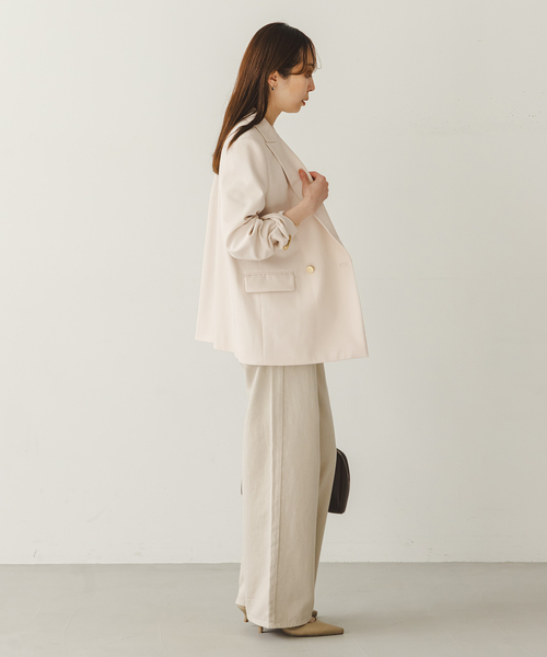 Noble（ノーブル）の「《追加・新色・セットアップ対応》フローツイルピークドラペルジャケット（テーラードジャケット・レディース・チョコ/ベージュ・40/38/36/34）」の14枚目の写真