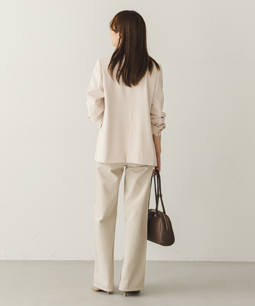 Noble（ノーブル）の「《追加・新色・セットアップ対応》フローツイルピークドラペルジャケット（テーラードジャケット・レディース・チョコ/ベージュ・40/38/36/34）」の15枚目の写真