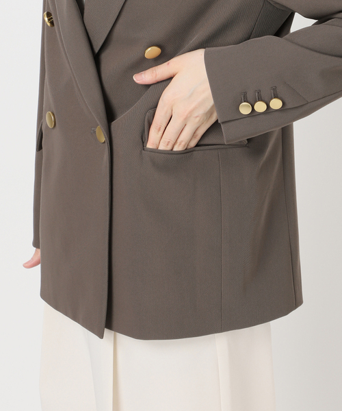 Noble（ノーブル）の「《追加・新色・セットアップ対応》フローツイルピークドラペルジャケット（テーラードジャケット・レディース・チョコ/ベージュ・40/38/36/34）」の21枚目の写真