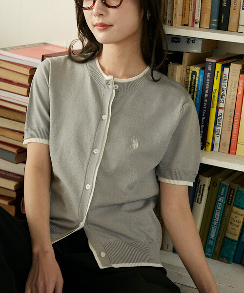 U.S. POLO ASSN.(ユーエスポロアッスン)の「U.S. POLO ASSN. × PUBLUX/ユーエスポロアッスン <接触冷感>別注 ショートスリーブ フェイクレイヤード カーディガン 限定展開(カーディガン/ボレロ・レディース・グレー/チャコールグレー/ワインレッド/ネイビー・フリ-)」の12枚目の写真