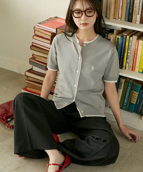 U.S. POLO ASSN.(ユーエスポロアッスン)の「U.S. POLO ASSN. × PUBLUX/ユーエスポロアッスン <接触冷感>別注 ショートスリーブ フェイクレイヤード カーディガン 限定展開(カーディガン/ボレロ・レディース・グレー/チャコールグレー/ワインレッド/ネイビー・フリ-)」の13枚目の写真