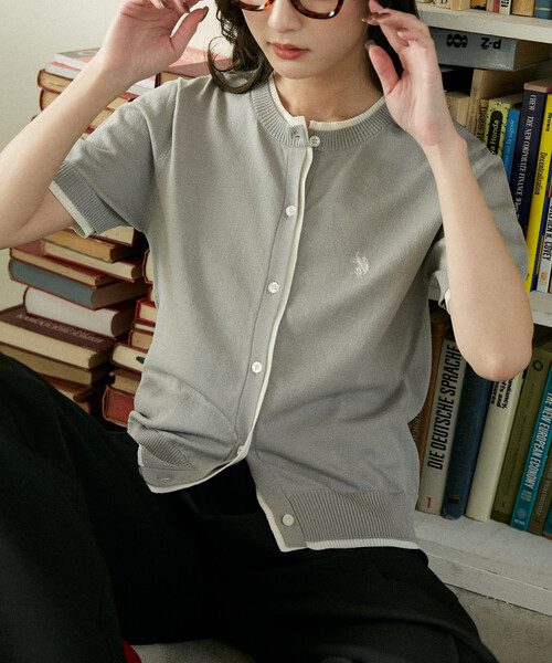 U.S. POLO ASSN.(ユーエスポロアッスン)の「U.S. POLO ASSN. × PUBLUX/ユーエスポロアッスン <接触冷感>別注 ショートスリーブ フェイクレイヤード カーディガン 限定展開(カーディガン/ボレロ・レディース・グレー/チャコールグレー/ワインレッド/ネイビー・フリ-)」の19枚目の写真