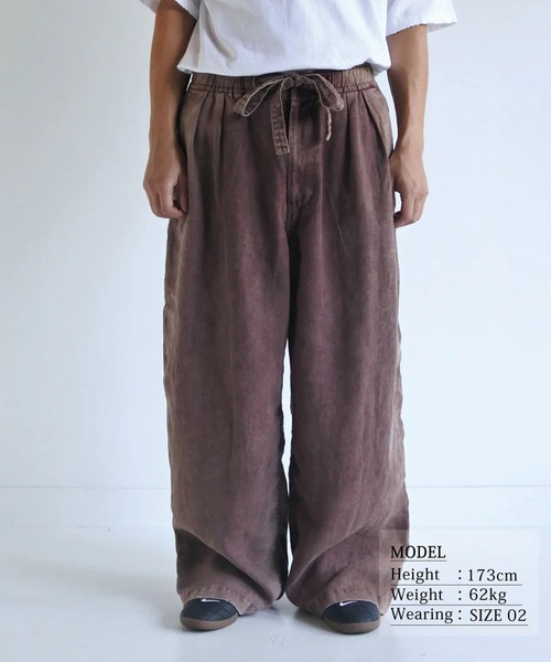 Anachronorm（アナクロノーム）の「【ANACHRONORM】FADED SULFUR DYED LINEN WIDE EASY PANTS（その他パンツ・メンズ・ワイン・2）」の10枚目の写真