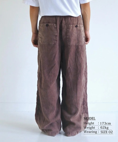 Anachronorm（アナクロノーム）の「【ANACHRONORM】FADED SULFUR DYED LINEN WIDE EASY PANTS（その他パンツ・メンズ・ワイン・2）」の12枚目の写真