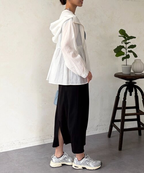 Chez toi（シェトワ）の「シアーペプラムブルゾン（ブルゾン・レディース・チャコールグレー/オフホワイト/ブラック・FREE）」の7枚目の写真