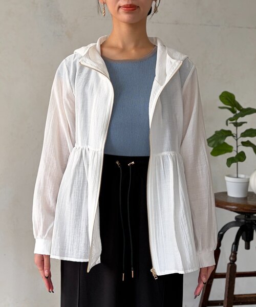 Chez toi（シェトワ）の「シアーペプラムブルゾン（ブルゾン・レディース・チャコールグレー/オフホワイト/ブラック・FREE）」の9枚目の写真