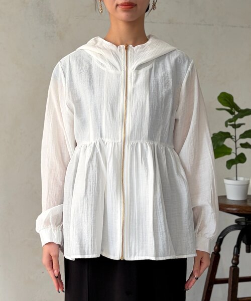 Chez toi（シェトワ）の「シアーペプラムブルゾン（ブルゾン・レディース・チャコールグレー/オフホワイト/ブラック・FREE）」の10枚目の写真