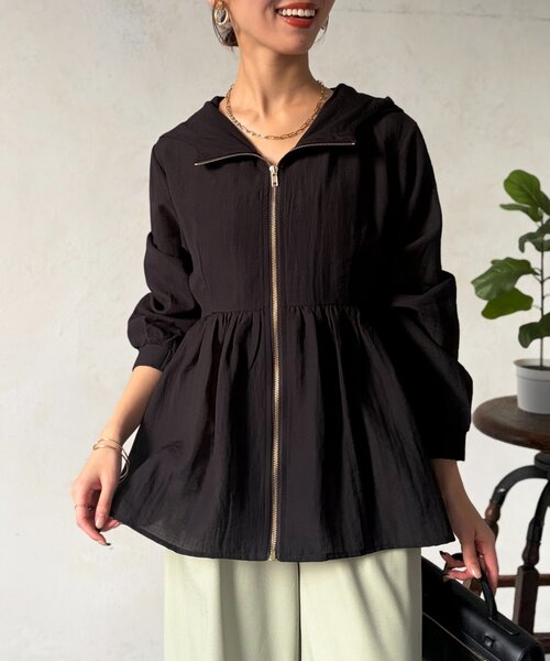 Chez toi（シェトワ）の「シアーペプラムブルゾン（ブルゾン・レディース・チャコールグレー/オフホワイト/ブラック・FREE）」の16枚目の写真