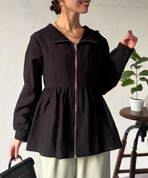 Chez toi（シェトワ）の「シアーペプラムブルゾン（ブルゾン・レディース・チャコールグレー/オフホワイト/ブラック・FREE）」の18枚目の写真