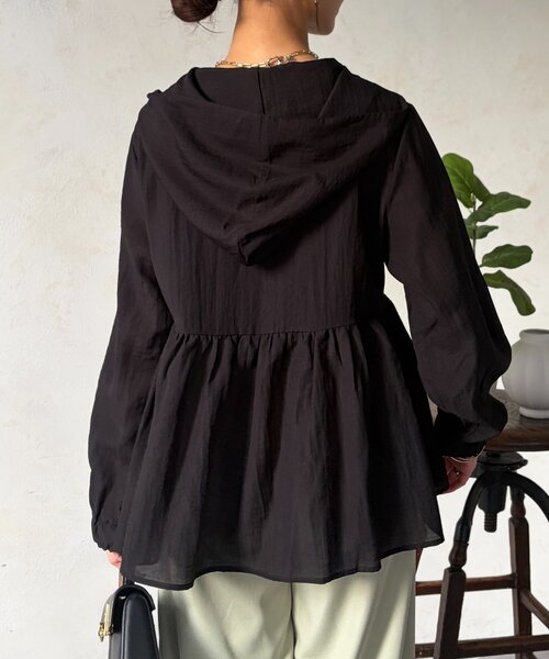 Chez toi（シェトワ）の「シアーペプラムブルゾン（ブルゾン・レディース・チャコールグレー/オフホワイト/ブラック・FREE）」の20枚目の写真