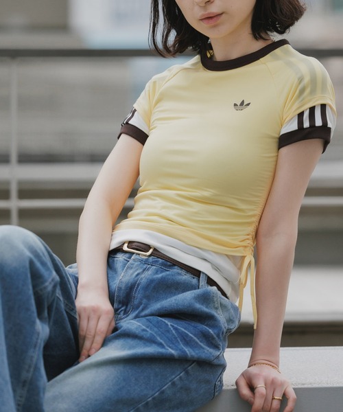 adidas（アディダス）の「adidas/アディダス レディース トレフォイルロゴ ダブルレイヤー カリ 半袖Tシャツ 2026年春夏（Tシャツ/カットソー・レディース・ライトブルー/ブラック/イエロー・S/M/L）」の3枚目の写真