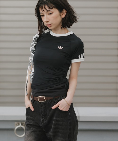 adidas（アディダス）の「adidas/アディダス レディース トレフォイルロゴ ダブルレイヤー カリ 半袖Tシャツ 2026年春夏（Tシャツ/カットソー・レディース・ライトブルー/ブラック/イエロー・S/M/L）」の21枚目の写真