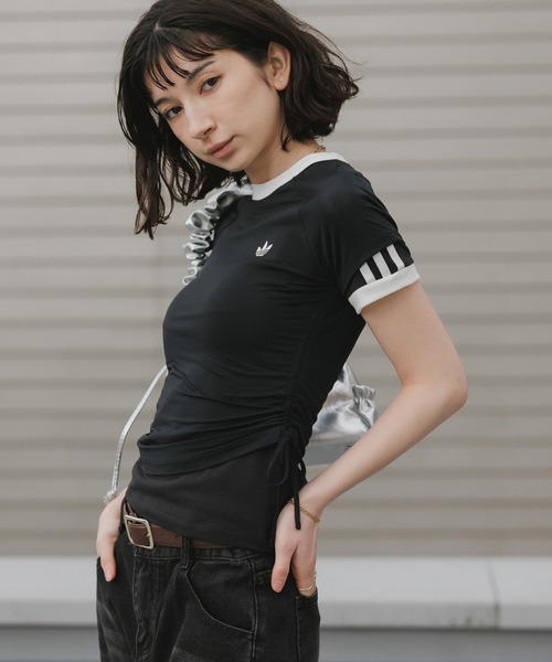 adidas（アディダス）の「adidas/アディダス レディース トレフォイルロゴ ダブルレイヤー カリ 半袖Tシャツ 2026年春夏（Tシャツ/カットソー・レディース・ライトブルー/ブラック/イエロー・S/M/L）」の22枚目の写真