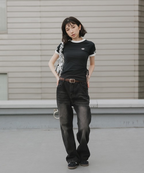 adidas（アディダス）の「adidas/アディダス レディース トレフォイルロゴ ダブルレイヤー カリ 半袖Tシャツ 2026年春夏（Tシャツ/カットソー・レディース・ライトブルー/ブラック/イエロー・S/M/L）」の5枚目の写真