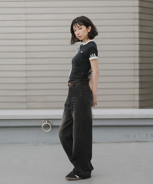 adidas（アディダス）の「adidas/アディダス レディース トレフォイルロゴ ダブルレイヤー カリ 半袖Tシャツ 2026年春夏（Tシャツ/カットソー・レディース・ライトブルー/ブラック/イエロー・S/M/L）」の6枚目の写真