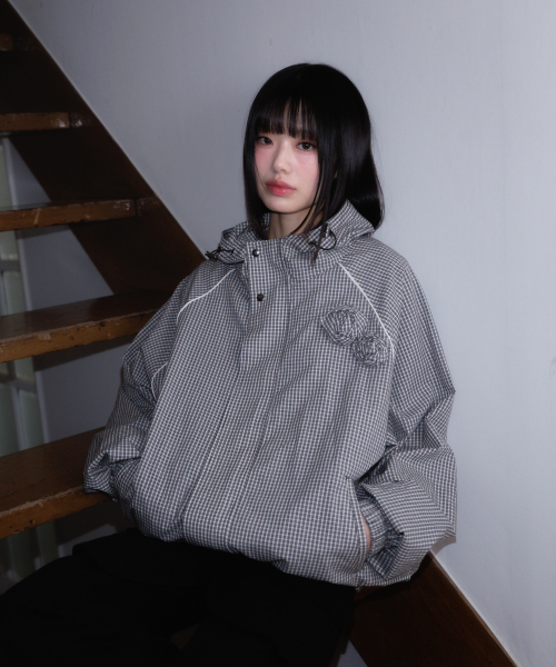 ROSEFRANTZ（ロゼフランツ）の「Rose Corsage Check Windbreaker [Black]（ナイロンジャケット・レディース・ブラック・OS）」の18枚目の写真