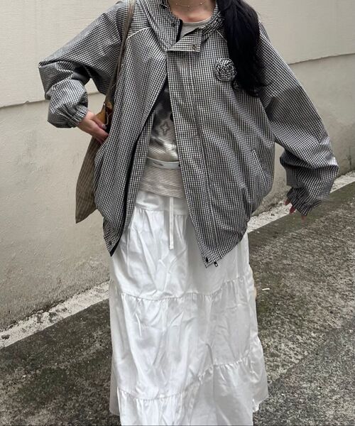 ROSEFRANTZ（ロゼフランツ）の「Rose Corsage Check Windbreaker [Black]（ナイロンジャケット・レディース・ブラック・OS）」の4枚目の写真