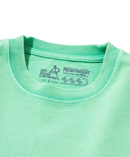 go slow caravan(ゴースローキャラバン)の「32/1 三本引き揃え ヘビー天竺 ケミカル ワイド 9/S TEE(Tシャツ/カットソー・メンズ・グリーン/パープル/イエロー・X-LARGE/LARGE/MEDIUM)」の4枚目の写真