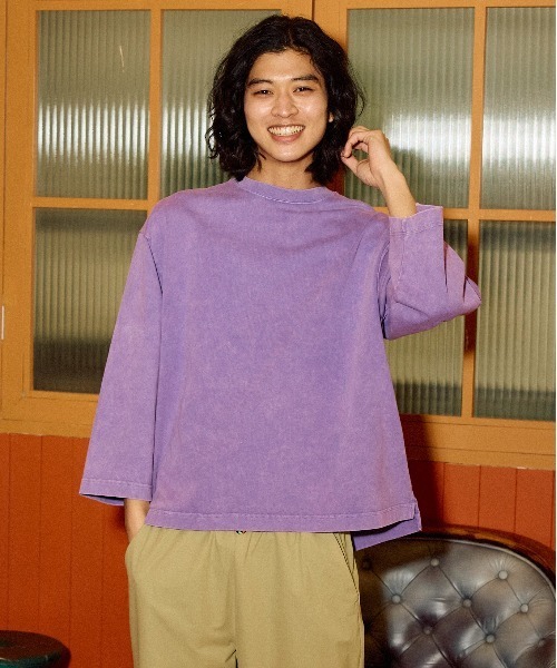 go slow caravan(ゴースローキャラバン)の「32/1 三本引き揃え ヘビー天竺 ケミカル ワイド 9/S TEE(Tシャツ/カットソー・メンズ・グリーン/パープル/イエロー・X-LARGE/LARGE/MEDIUM)」の16枚目の写真