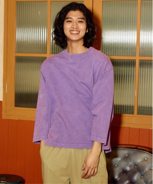 go slow caravan(ゴースローキャラバン)の「32/1 三本引き揃え ヘビー天竺 ケミカル ワイド 9/S TEE(Tシャツ/カットソー・メンズ・グリーン/パープル/イエロー・X-LARGE/LARGE/MEDIUM)」の17枚目の写真