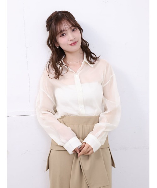 fifth(フィフス)の「サイドデザインシアーシャツ(シャツ/ブラウス・レディース・ライトブルー/ホワイト/ベージュ・M)」の12枚目の写真