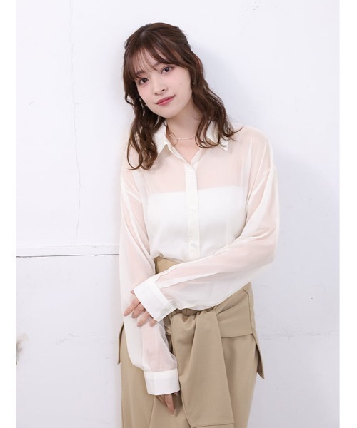 fifth(フィフス)の「サイドデザインシアーシャツ(シャツ/ブラウス・レディース・ライトブルー/ホワイト/ベージュ・M)」の13枚目の写真