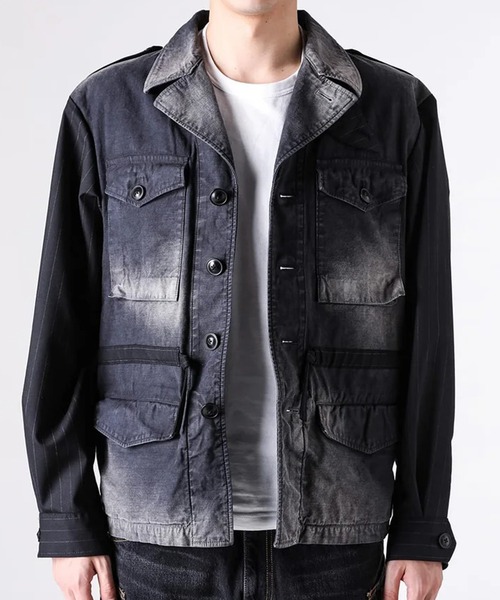 KHOKI（コッキ）の「【KHOKI/コッキ】Combination Military Jacket（ミリタリージャケット・メンズ・ブラック/カーキ・2/3）」の7枚目の写真