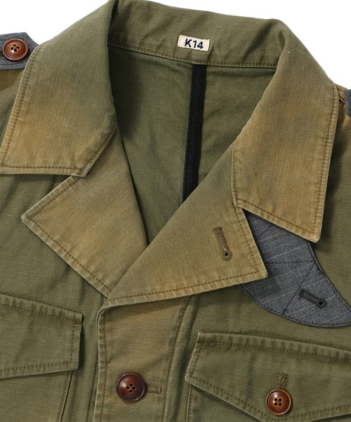 KHOKI（コッキ）の「【KHOKI/コッキ】Combination Military Jacket（ミリタリージャケット・メンズ・ブラック/カーキ・2/3）」の9枚目の写真