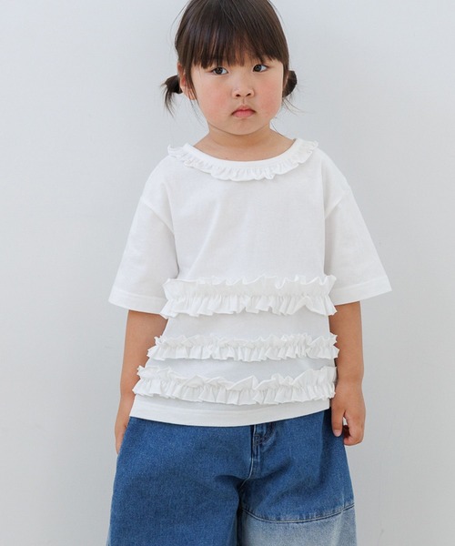 LOWRYS FARM（ローリーズファーム）の「チビフリルプルオーバーＳＳ　664976（Tシャツ/カットソー・キッズ・ブルー/オフホワイト/ブラック・140cm/130cm/120cm/110cm/150cm）」の7枚目の写真