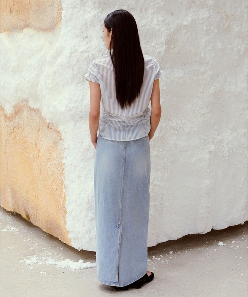 LOW CLASSIC(ロウ クラシック)の「wrinkle half sleeve shirt(シャツ/ブラウス・レディース・ストライプ・S/M)」の4枚目の写真