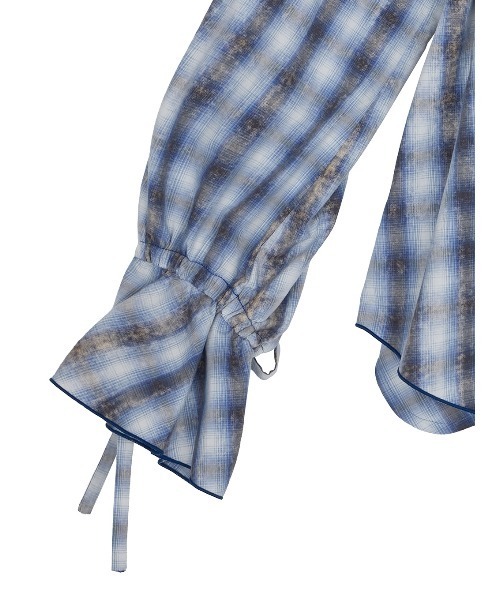 Ameri(アメリ)の「UNEVEN CHECK RIBBON SHIRT(シャツ/ブラウス・レディース・ネイビー/ブルー・FREE)」の15枚目の写真