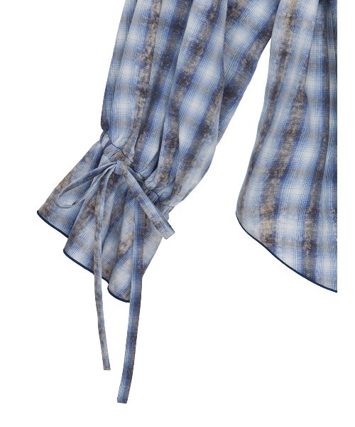 Ameri(アメリ)の「UNEVEN CHECK RIBBON SHIRT(シャツ/ブラウス・レディース・ネイビー/ブルー・FREE)」の19枚目の写真