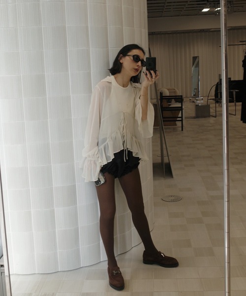 ZOZOTOWN限定＞RIBBON FRILL SHEER BROUSE（シャツ/ブラウス）｜Ameri