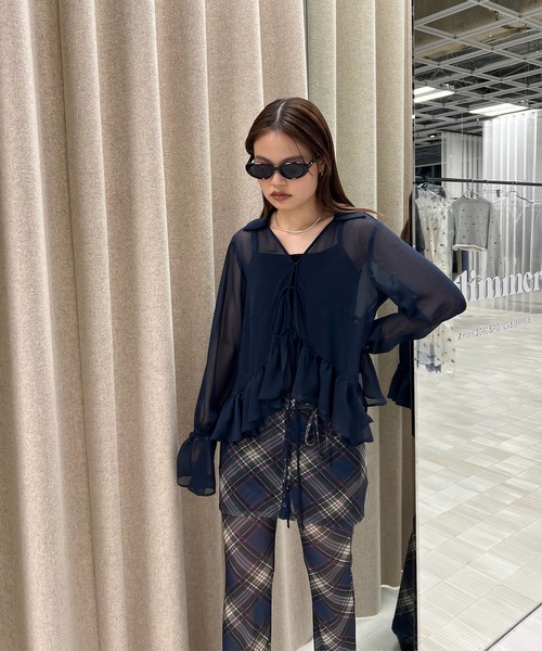 ZOZOTOWN限定＞RIBBON FRILL SHEER BROUSE（シャツ/ブラウス）｜Ameri