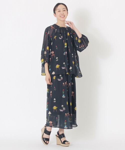 S.ESSENTIALS(エスエッセンシャルズ)の「【AIKO FUKUDAコラボ】プリントブラウス(シャツ/ブラウス・レディース・ダークネイビー/グレー系その他・38)」の12枚目の写真