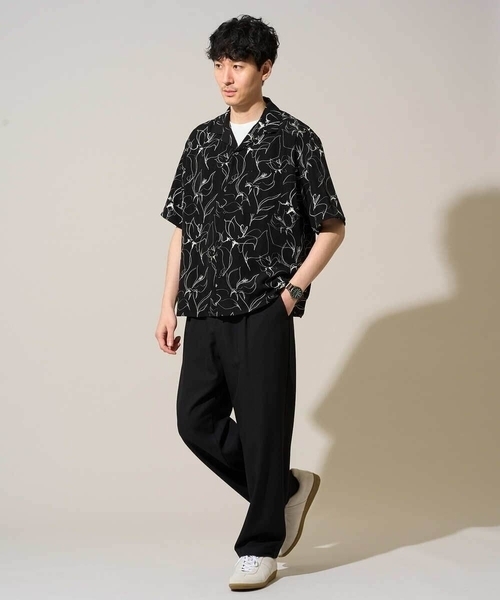 a.v.v（アーヴェヴェ）の「【イージーケア/洗濯機で洗える/速乾/毛玉になりにくい/ストレッチ】メランジストレッチ１タックワイドイージースラックス（その他パンツ・メンズ・ブラック/アイボリー・46/48）」の3枚目の写真