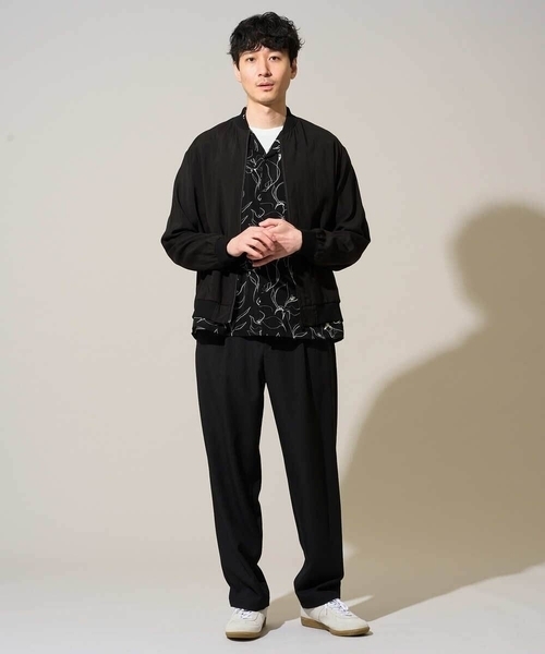 a.v.v（アーヴェヴェ）の「【イージーケア/洗濯機で洗える/速乾/毛玉になりにくい/ストレッチ】メランジストレッチ１タックワイドイージースラックス（その他パンツ・メンズ・ブラック/アイボリー・46/48）」の4枚目の写真