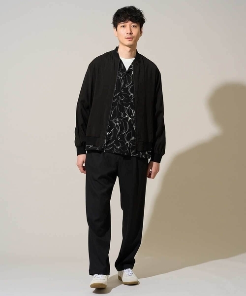 a.v.v（アーヴェヴェ）の「【イージーケア/洗濯機で洗える/速乾/毛玉になりにくい/ストレッチ】メランジストレッチ１タックワイドイージースラックス（その他パンツ・メンズ・ブラック/アイボリー・46/48）」の5枚目の写真