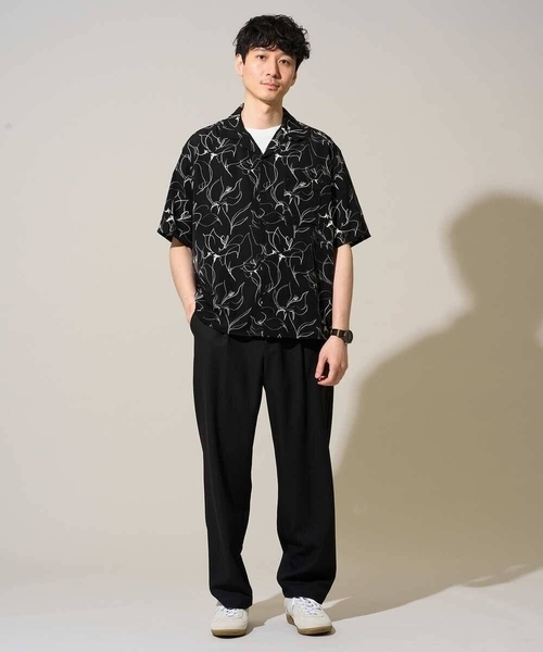 a.v.v（アーヴェヴェ）の「【イージーケア/洗濯機で洗える/速乾/毛玉になりにくい/ストレッチ】メランジストレッチ１タックワイドイージースラックス（その他パンツ・メンズ・ブラック/アイボリー・46/48）」の6枚目の写真