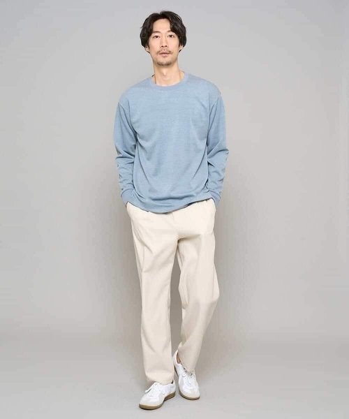 a.v.v（アーヴェヴェ）の「【イージーケア/洗濯機で洗える/速乾/毛玉になりにくい/ストレッチ】メランジストレッチ１タックワイドイージースラックス（その他パンツ・メンズ・ブラック/アイボリー・46/48）」の7枚目の写真