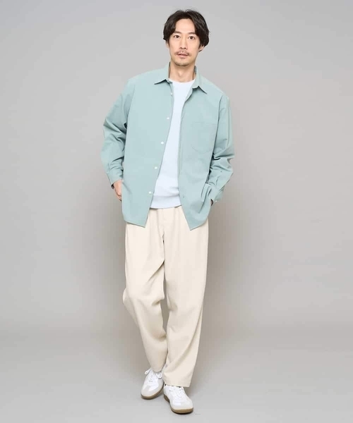 a.v.v（アーヴェヴェ）の「【イージーケア/洗濯機で洗える/速乾/毛玉になりにくい/ストレッチ】メランジストレッチ１タックワイドイージースラックス（その他パンツ・メンズ・ブラック/アイボリー・46/48）」の8枚目の写真