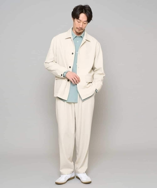 a.v.v（アーヴェヴェ）の「【イージーケア/洗濯機で洗える/速乾/毛玉になりにくい/ストレッチ】メランジストレッチ１タックワイドイージースラックス（その他パンツ・メンズ・ブラック/アイボリー・46/48）」の10枚目の写真