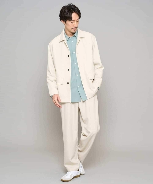 a.v.v（アーヴェヴェ）の「【イージーケア/洗濯機で洗える/速乾/毛玉になりにくい/ストレッチ】メランジストレッチ１タックワイドイージースラックス（その他パンツ・メンズ・ブラック/アイボリー・46/48）」の11枚目の写真