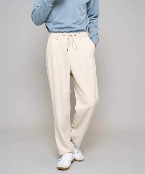 a.v.v（アーヴェヴェ）の「【イージーケア/洗濯機で洗える/速乾/毛玉になりにくい/ストレッチ】メランジストレッチ１タックワイドイージースラックス（その他パンツ・メンズ・ブラック/アイボリー・46/48）」の12枚目の写真