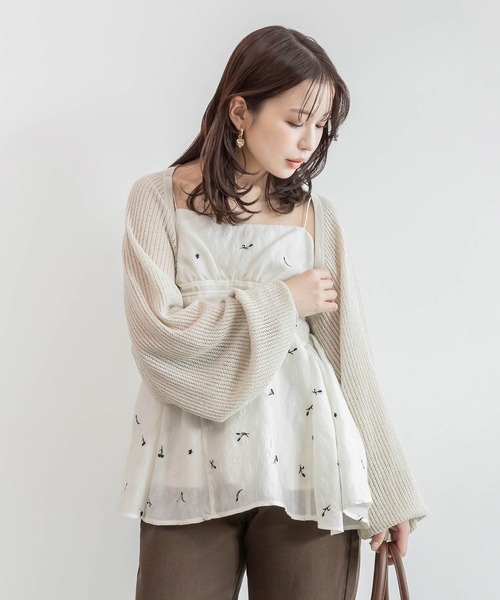 RANDA(ランダ)の「ボレロニットカーディガン(カーディガン/ボレロ・レディース・ベージュ/ピンク/ブラック/ホワイト・FREE)」の1枚目の写真