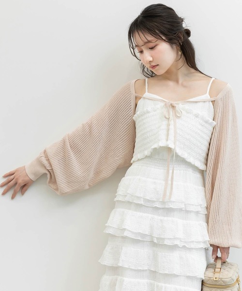 RANDA(ランダ)の「ボレロニットカーディガン(カーディガン/ボレロ・レディース・ベージュ/ピンク/ブラック/ホワイト・FREE)」の4枚目の写真