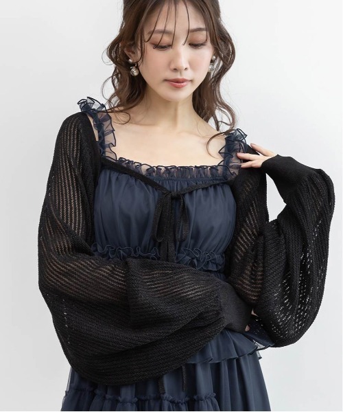 RANDA(ランダ)の「ボレロニットカーディガン(カーディガン/ボレロ・レディース・ベージュ/ピンク/ブラック/ホワイト・FREE)」の9枚目の写真