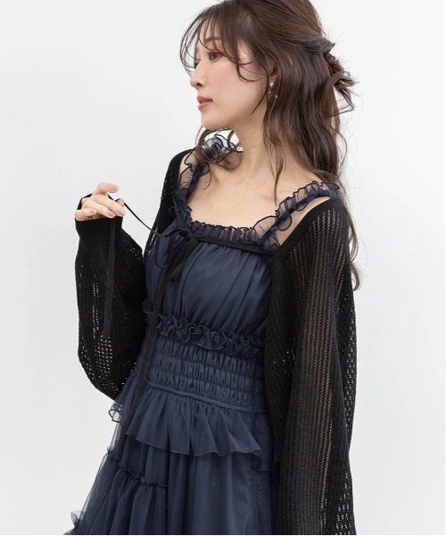 RANDA(ランダ)の「ボレロニットカーディガン(カーディガン/ボレロ・レディース・ベージュ/ピンク/ブラック/ホワイト・FREE)」の11枚目の写真